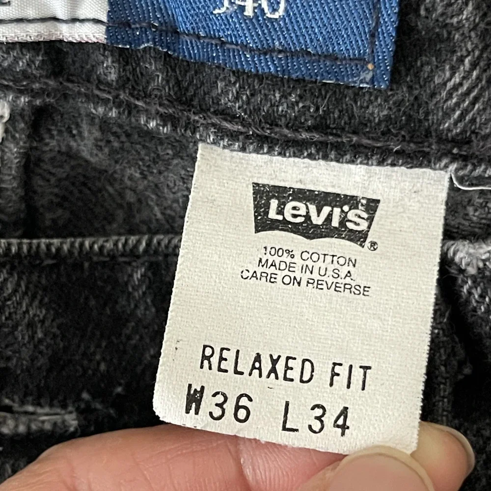 VTG Levis 540 Denim Jeans Mens 34x33 Black Relaxed Fit Brown Tab 90s USA Made